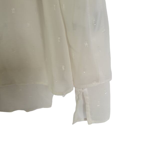 Apt 9 Ivory Swiss Dot Semi Sheer High Neck Sleeveless Womens Blouse Size Medium - Picture 3 of 9
